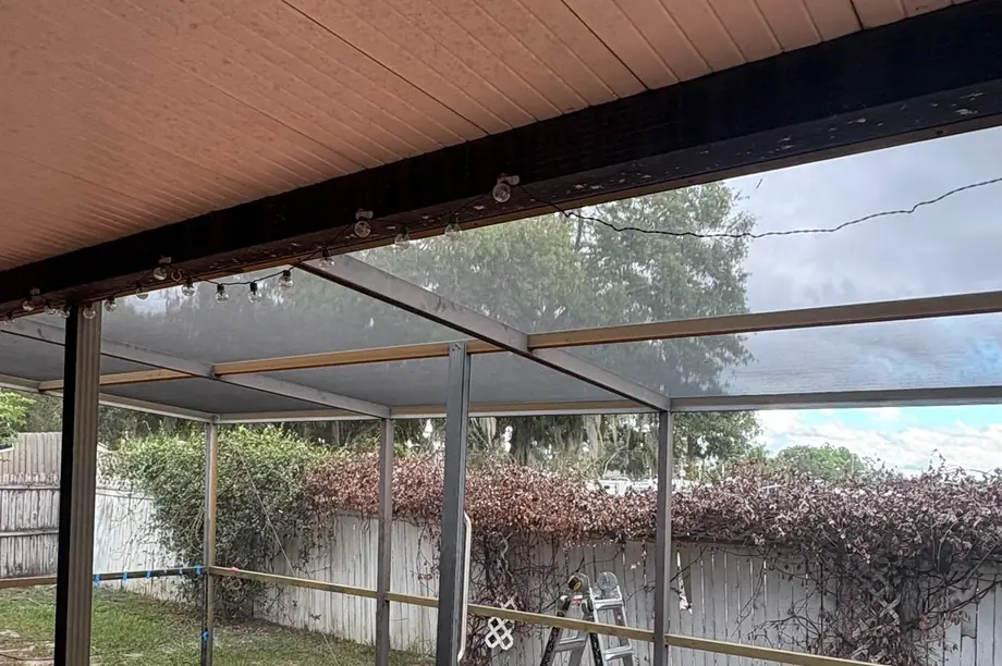 Replacing a lower enclosure panel with heavy-duty pet-resistant mesh